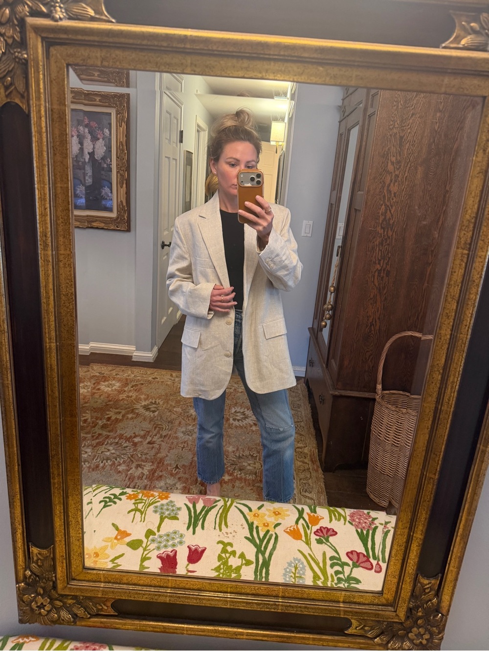 Women's Cream Linen Linen-Blend Blazer - Classic Tailored Jacket